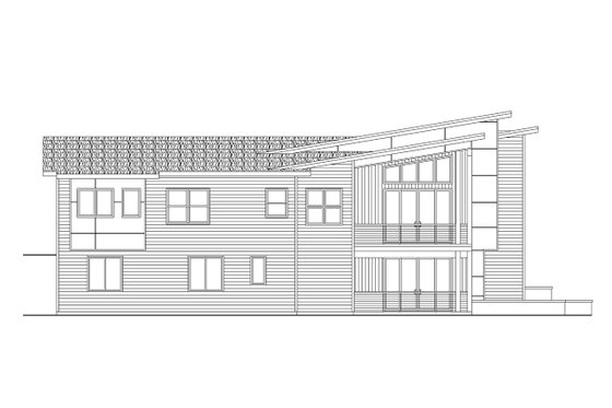 Exterior - Rear Elevation 1 for Contemporary House Plan #124-1401 - 3 bed, 2.5 bath