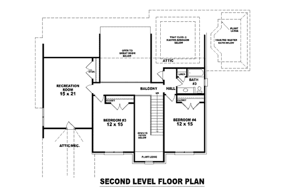 Floor Plan - Upper Floor for European House Plan #81-1226 - 4 bed, 3 bath