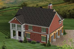 Exterior - Rear Elevation for Bungalow House Plan #70-1058 - 3 bed, 3 bath