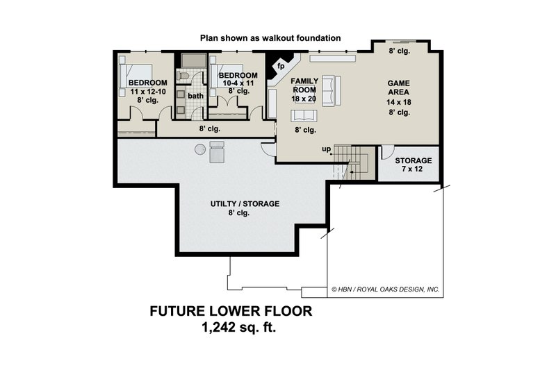 Dream House Plan - Floor Plan - Lower Floor for Craftsman House Plan #51-1181 - 3 bed, 2.5 bath