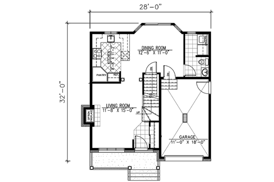 Floor Plan - Main Floor for European House Plan #138-220 - 3 bed, 1.5 bath