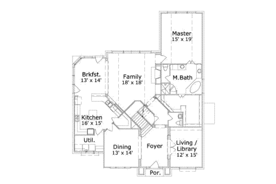 Floor Plan - Main Floor for Traditional House Plan #411-129 - 4 bed, 3.5 bath