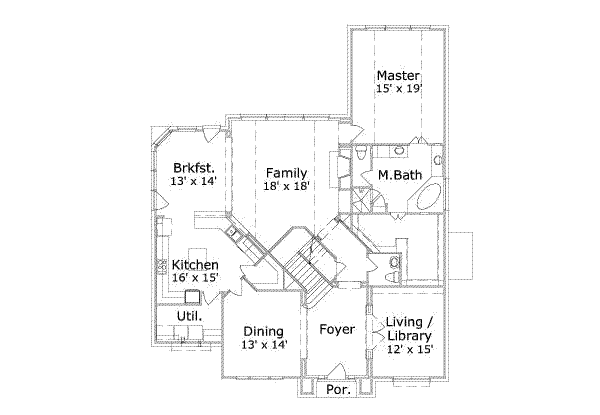Traditional Floor Plan - Main Floor Plan #411-129