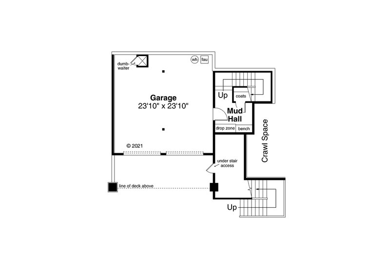 Architectural House Design - Floor Plan - Lower Floor for Craftsman House Plan #124-1274 - 3 bed, 2 bath