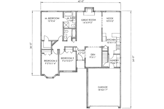 Floor Plan - Main Floor for Traditional House Plan #136-109 - 3 bed, 2 bath