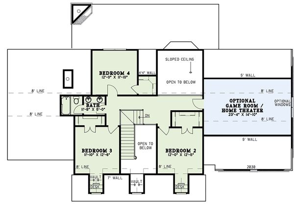 Country Floor Plan - Upper Floor Plan #17-2342