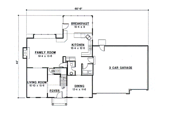 Floor Plan - Main Floor for Colonial House Plan #67-552 - 4 bed, 3.5 bath