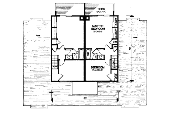 Floor Plan - Upper Floor for Traditional House Plan #303-249 - 3 bed, 2 bath