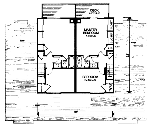 Traditional Floor Plan - Upper Floor Plan #303-249