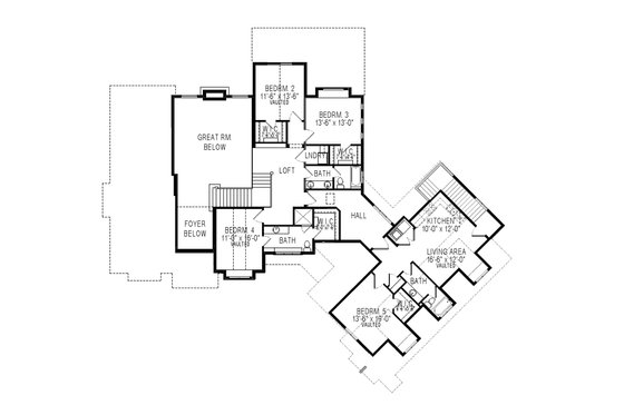 Floor Plan - Upper Floor for Traditional House Plan #920-81 - 7 bed, 5.5 bath