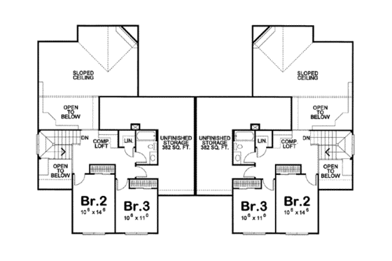 Floor Plan - Upper Floor for Cottage House Plan #20-1353 - 3 bed, 2.5 bath