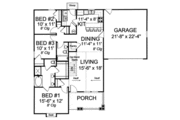 Traditional Style House Plan - 3 Beds 2 Baths 1376 Sq/Ft Plan #20-1888 
