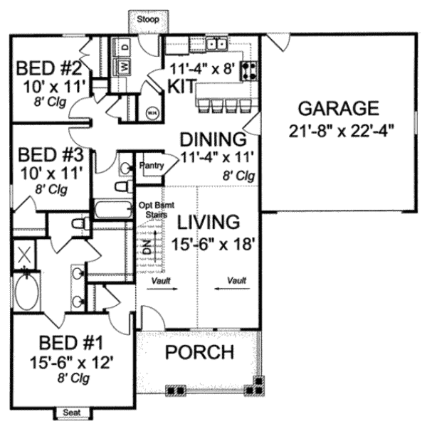 House Plan Design - Traditional Floor Plan - Main Floor Plan #20-1888