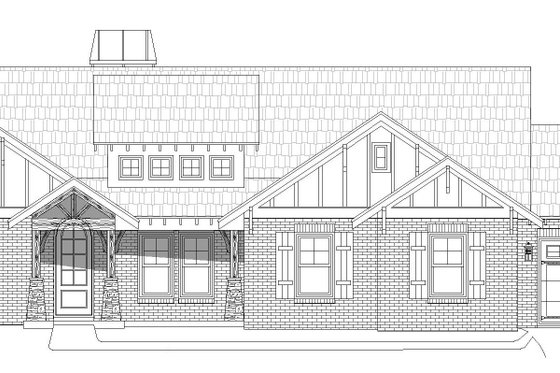 Exterior - Front Elevation 3 for Southern House Plan #932-80 - 3 bed, 2.5 bath
