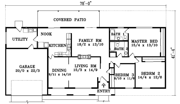 Adobe / Southwestern Floor Plan - Main Floor Plan #1-1380