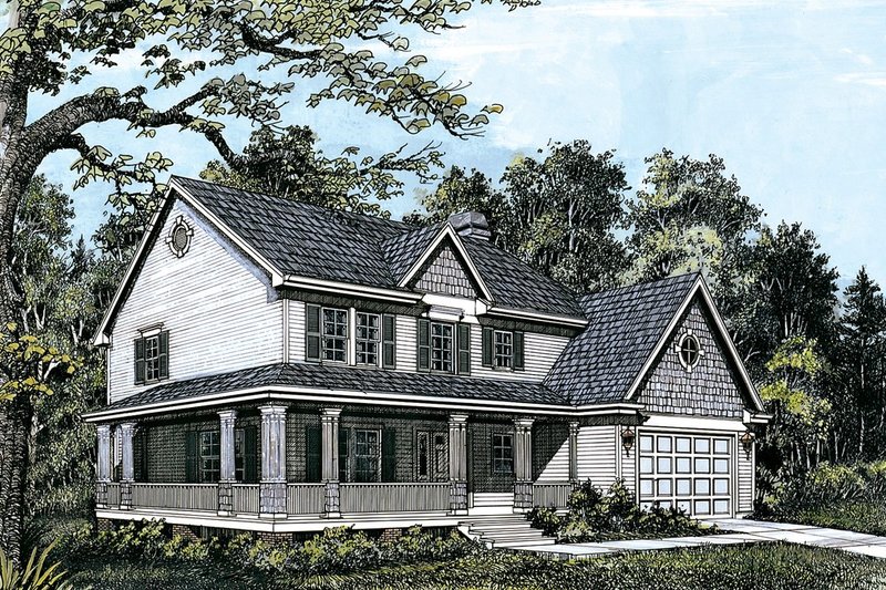 Dream House Plan - Farmhouse Exterior - Front Elevation Plan #48-205