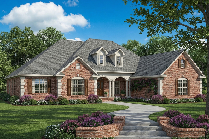 European Style House Plan - 5 Beds 4 Baths 2875 Sq/Ft Plan #17-2167 Exterior