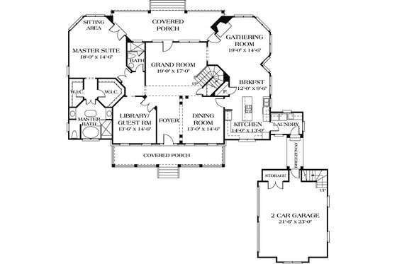 Floor Plan - Main Floor for Country House Plan #453-13 - 4 bed, 3.5 bath