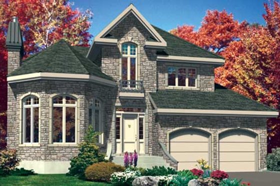 Exterior - Front Elevation for European House Plan #138-279 - 3 bed, 1.5 bath