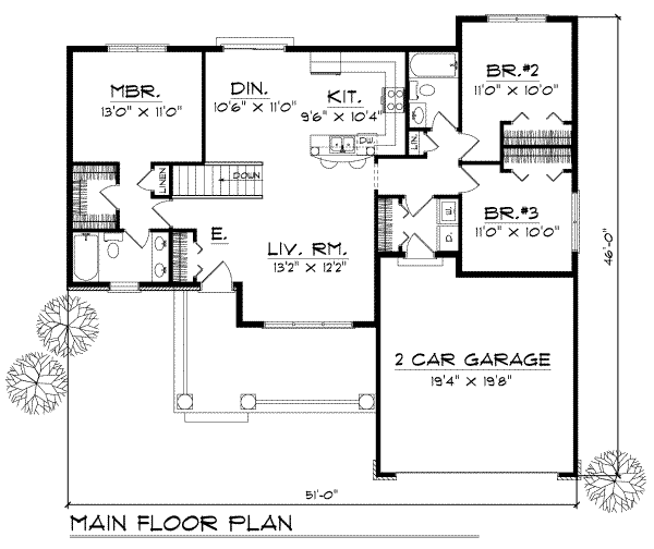 Architectural House Design - Traditional Floor Plan - Main Floor Plan #70-104