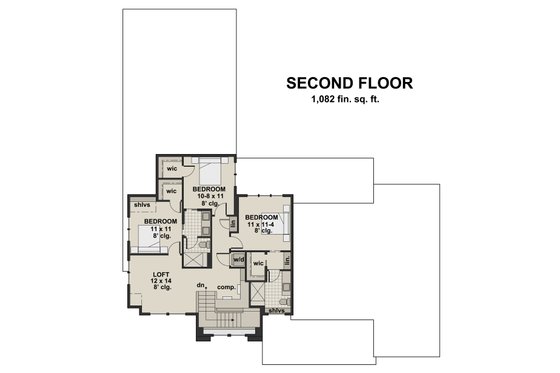 Floor Plan - Upper Floor for Farmhouse House Plan #51-1139 - 4 bed, 3.5 bath