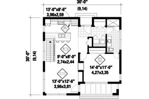 Floor Plan - Main Floor for Contemporary House Plan #25-4409 - 1 bed, 1 bath