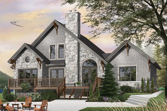 Exterior - Rear Elevation 3 for Craftsman House Plan #23-2485 - 3 bed, 2.5 bath