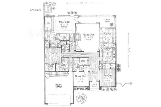 Floor Plan - Main Floor for European House Plan #310-381 - 2 bed, 2.5 bath