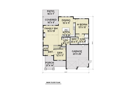 Floor Plan - Main Floor for Country House Plan #1070-48 - 3 bed, 2.5 bath