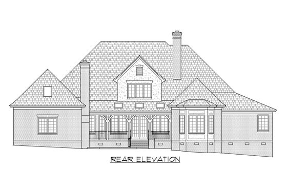 Exterior - Rear Elevation 2 for European House Plan #1054-67 - 5 bed, 4.5 bath