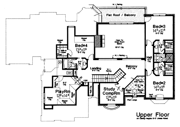 Architectural House Design - European Floor Plan - Upper Floor Plan #310-237