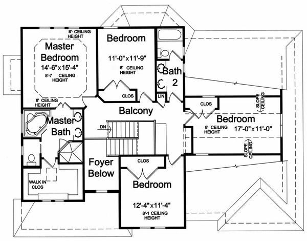Traditional Floor Plan - Upper Floor Plan #46-521