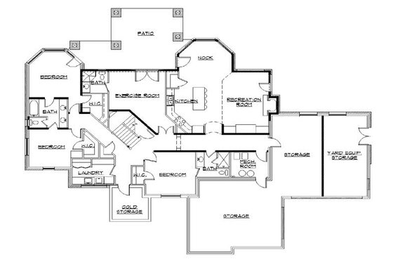 Floor Plan - Lower Floor for European House Plan #5-399 - 4 bed, 5 bath