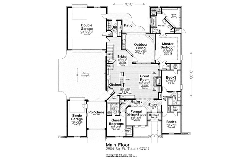 Architectural House Design - Floor Plan - Main Floor for European House Plan #310-1302 - 4 bed, 3 bath