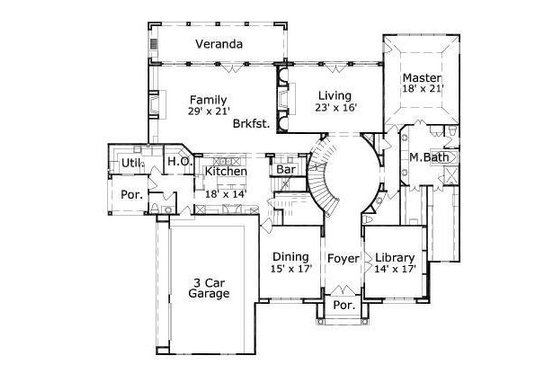 Floor Plan - Main Floor for European House Plan #411-785 - 4 bed, 4.5 bath