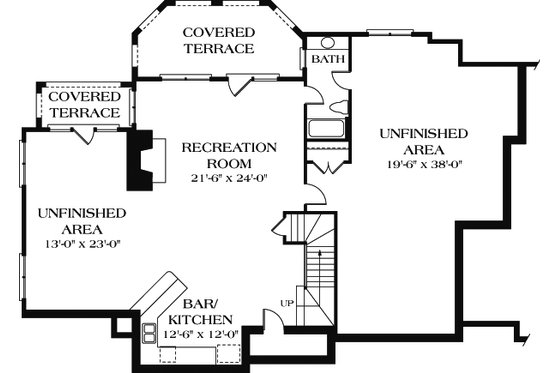 Floor Plan - Lower Floor for European House Plan #453-15 - 4 bed, 5.5 bath