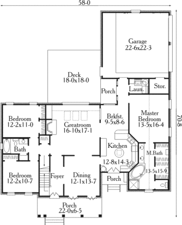 House Plan Design - Southern Floor Plan - Main Floor Plan #406-173
