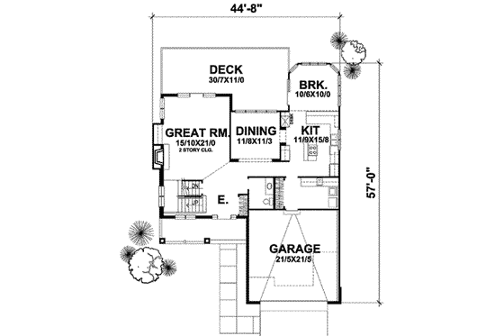 Floor Plan - Main Floor for Traditional House Plan #50-277 - 3 bed, 2.5 bath