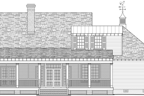 Exterior - Rear Elevation for Country House Plan #137-380 - 4 bed, 3 bath
