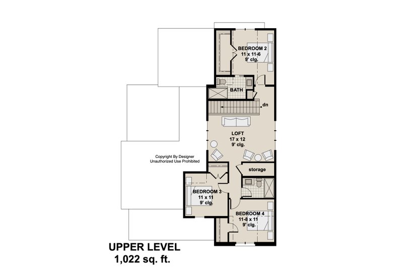 Architectural House Design - Floor Plan - Upper Floor for Farmhouse House Plan #51-1549 - 4 bed, 3.5 bath