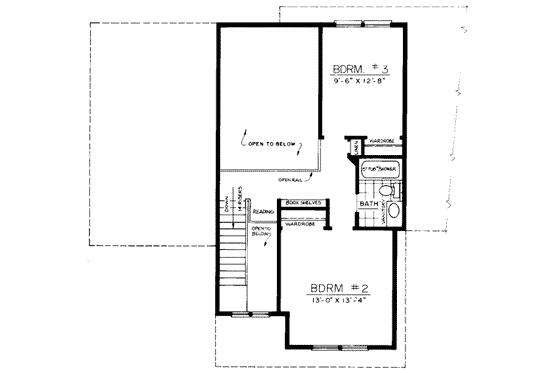 Floor Plan - Upper Floor for Traditional House Plan #303-106 - 3 bed, 2.5 bath
