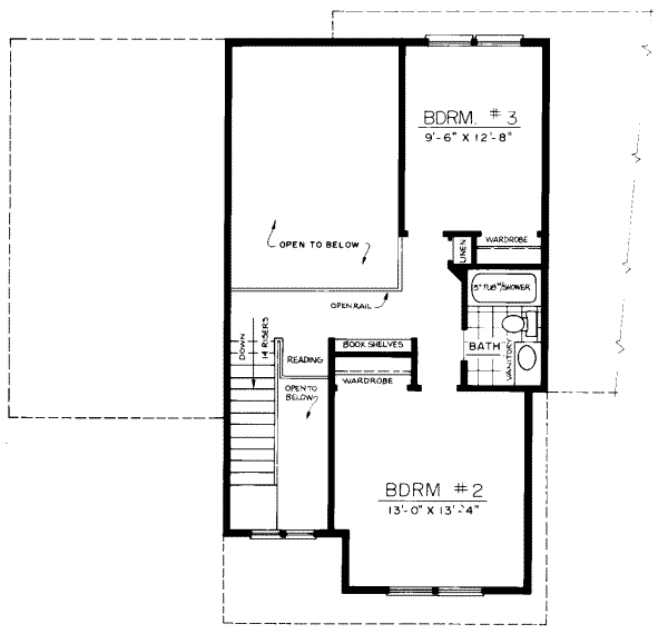 Traditional Floor Plan - Upper Floor Plan #303-106