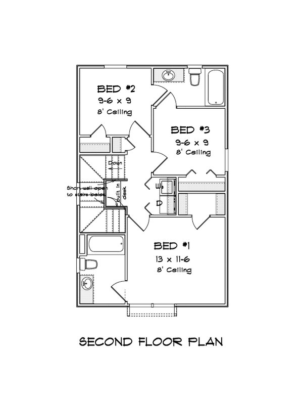 Cottage Floor Plan - Upper Floor Plan #513-2222