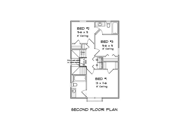 Architectural House Design - Floor Plan - Upper Floor for Cottage House Plan #513-2222 - 3 bed, 2.5 bath