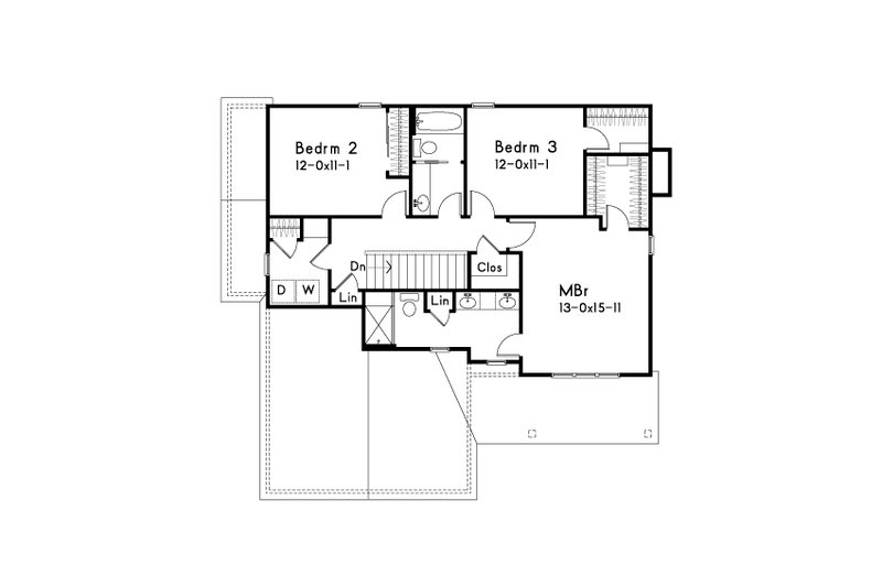 Architectural House Design - Floor Plan - Upper Floor for Traditional House Plan #22-641 - 3 bed, 2.5 bath