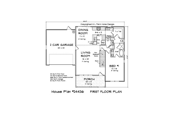 Floor Plan - Main Floor for Farmhouse House Plan #513-2227 - 4 bed, 2.5 bath