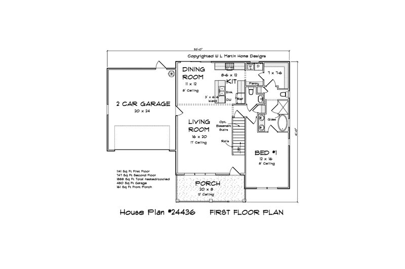 Home Plan - Floor Plan - Main Floor for Farmhouse House Plan #513-2227 - 4 bed, 2.5 bath
