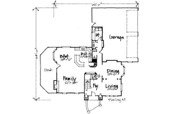Floor Plan - Main Floor for Colonial House Plan #308-167 - 3 bed, 3.5 bath
