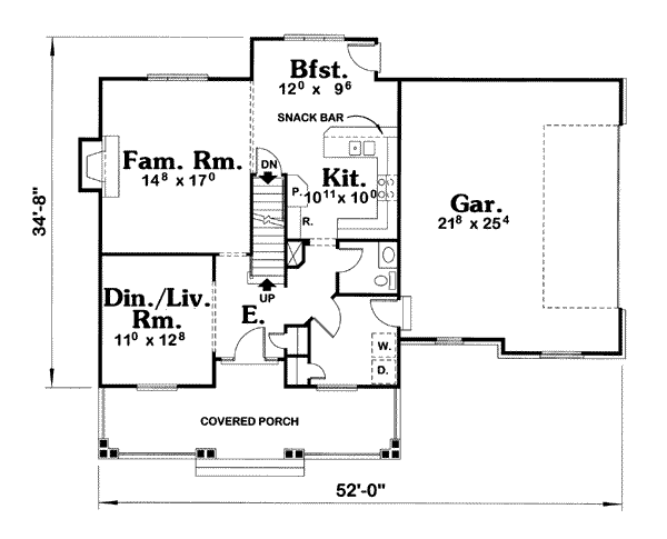 Traditional Style House Plan 4 Beds 2 5 Baths 2224 Sq Ft Plan 20 777   W600 