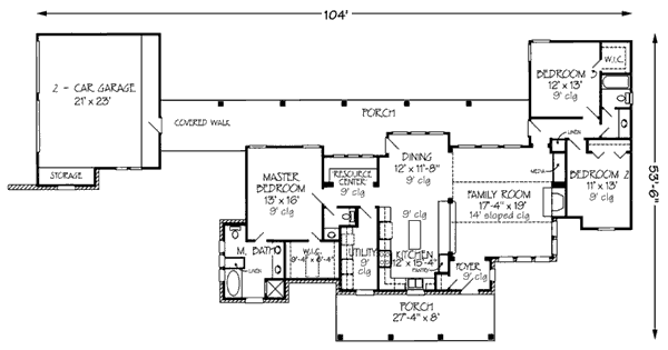 Home Plan - Southern Floor Plan - Main Floor Plan #410-215